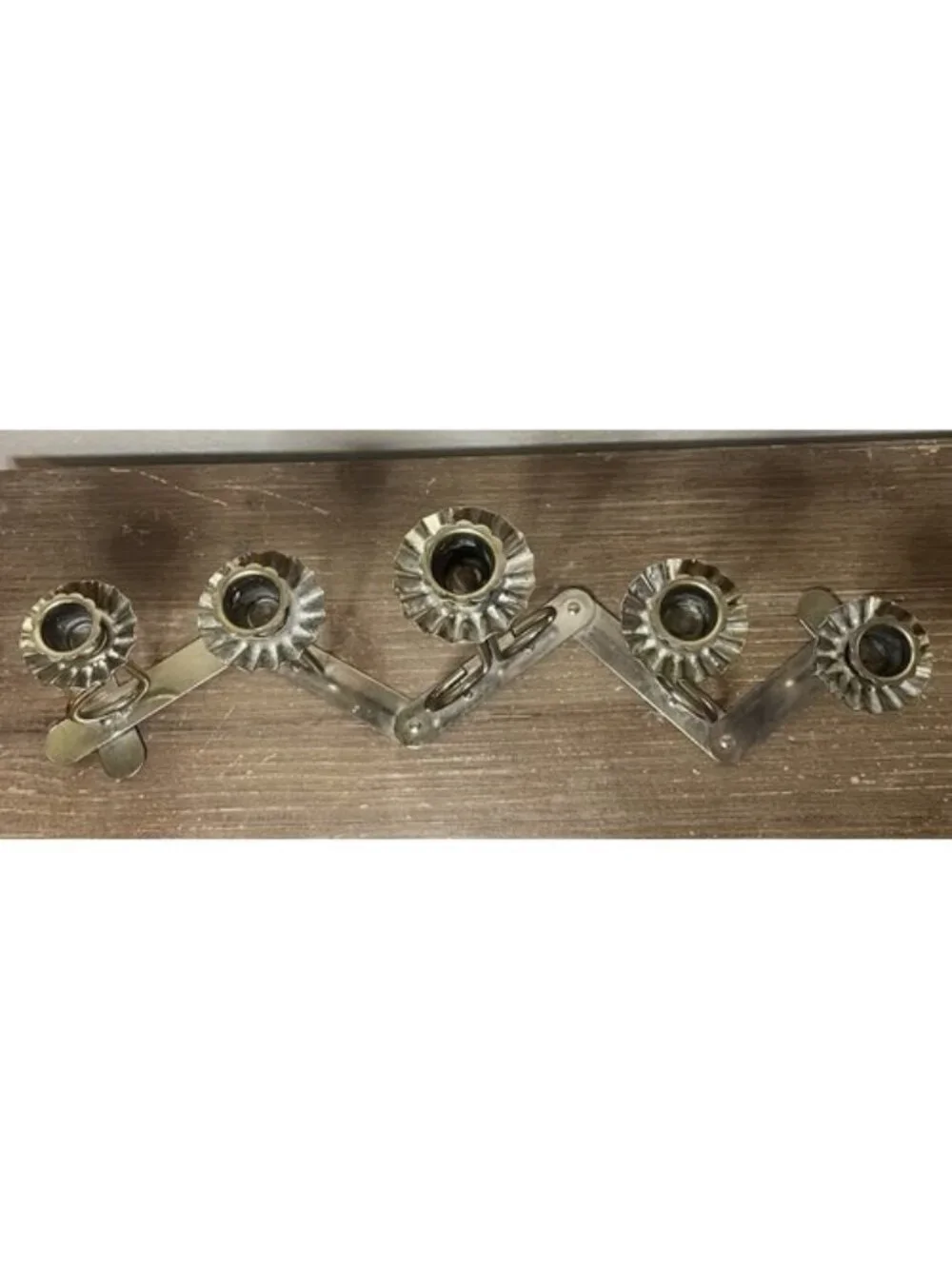 Vintage Brass Accordion Candelabra Folding 5 Stick Candlestick Holder MCM